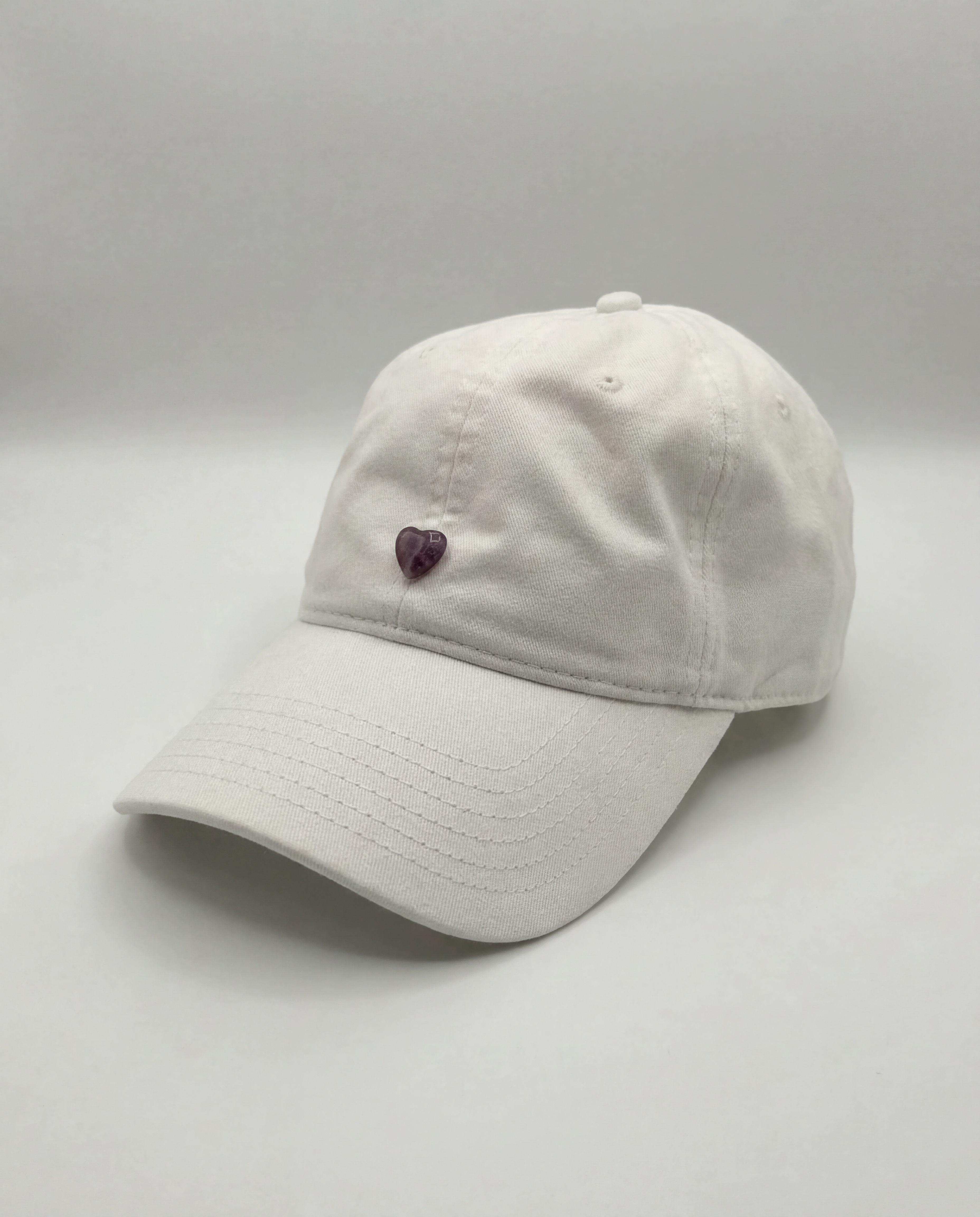 Amethyst Crystal Heart Cotton Baseball Cap